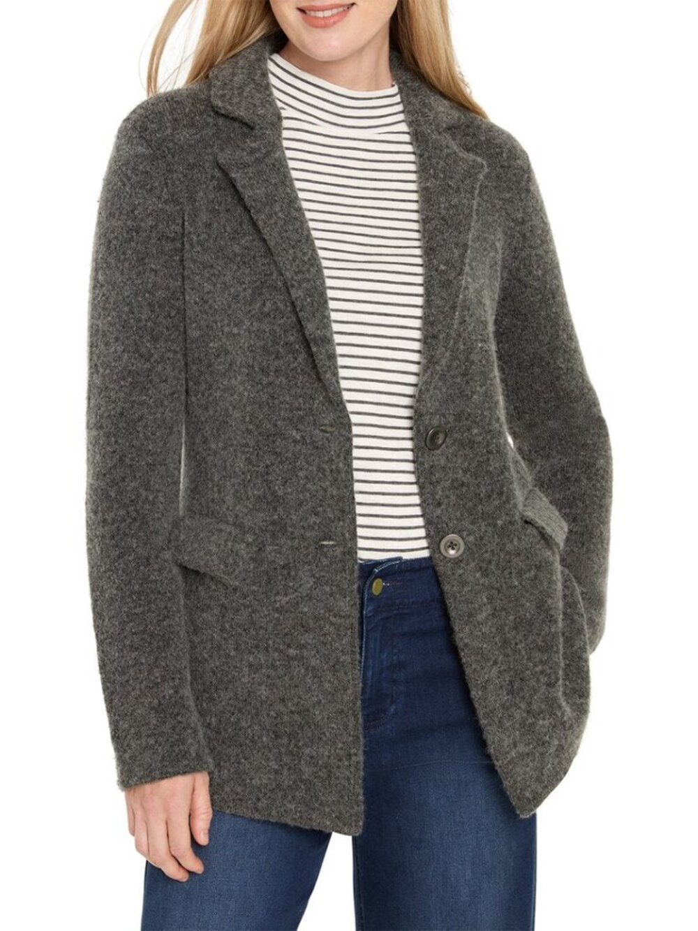 NIC+ZOE Brushed Double Knit Wool & Alpaca-Blend Blazer